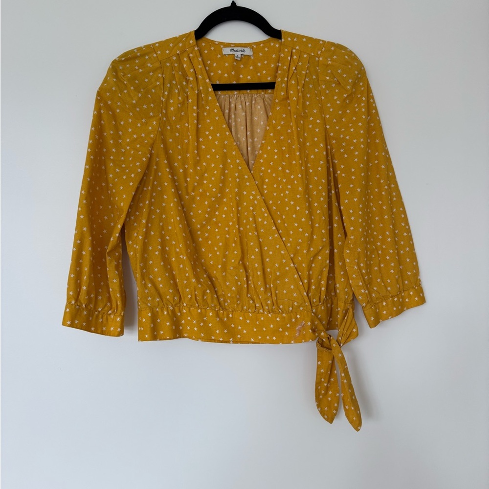 Yellow Polka Dot Wrap Top